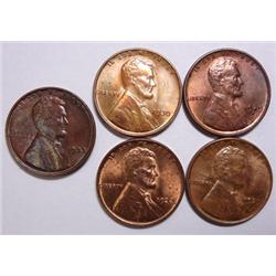 Lot of 5 BU Lincoln pennys --1929S-30-31-32-33