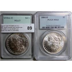 2  1884O Morgan $  both PCGS63 one is a RATTLER OGH. Good example why people pay