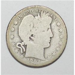 1892S Barber half $  AG Good GS bid = $185