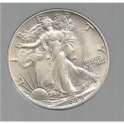 1942 and 1944S Walker half $  MS64. 1942 has a neet die break across eagles brea