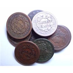 9 large pennys avg fine;1819-38-45-46- 47-48-2 51-54