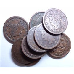 9 large pennys avg fine;1817-38-41-2 45-2 47-51-54