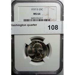 1937D Washington quarter  NGC64