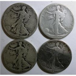 4 1921S Walker half $  AG/G and 2 34s  and 1 34 D XF walkers