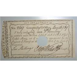 1789 Connecticut 10 shilling interest currency,hole cancelledexcellent condition