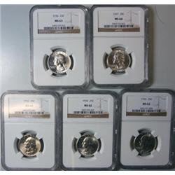 NGC Washington quarter lot  1932 64-1934 62-1935 62-1936 63-1937 64
