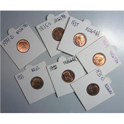 1923-32-35DS-37-39-39D Lincoln pennys NICE RED  MS63 or better