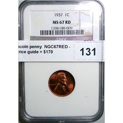1937 Lincoln penny  NGC67RED