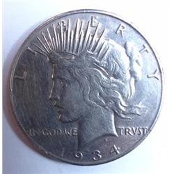 1934S Peace $  coin has been cleaned-- was probably an AU from strike.