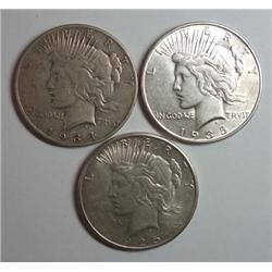 1925S  AU--1935S  AU--1934S F/VF Peace $