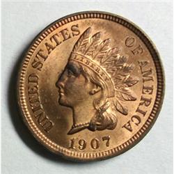 1907 Indian penny MS64 90% RED