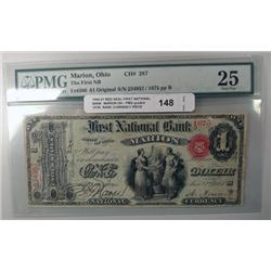 1865 $1 RED SEAL FIRST NATIONAL BANK  MARION OH