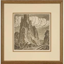 Birger Sandzén, 1917 Woodcut