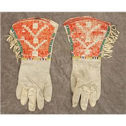 Sioux Beaded and Quilled Gauntlets, 19th Century