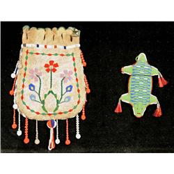 Northern Plains Beaded Bag and Fetish, Cased