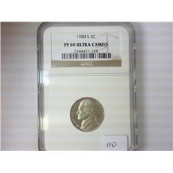 1980-S JEFFERSON NICKEL NGC PF69 ULTRA CAMEO