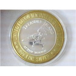 TREASURE ISLAND CASINO $10 SILVER TOKEN (UNC)