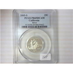 2005-S SILVER CALIFORNIA QUARTER PCGS PR69DCAM