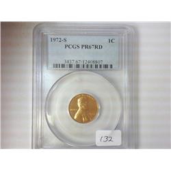 1972-S LINCOLN CENT PCGS PR67 RD