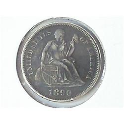 1890 SEATED LIBERTY DIME (DARK) (EXTRA FINE)