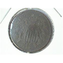 1864 TWO CENT PIECE DAMAGED