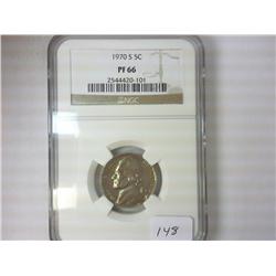 1970-S JEFFERSON NICKEL NGC PF66