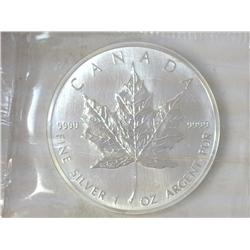 1989 $5 SILVER CANADA MAPLE LEAF PF LIKE
