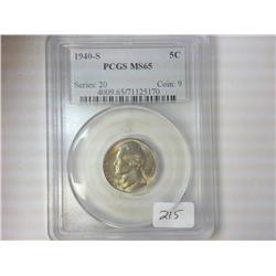 1940-S JEFFERSON NICKEL PCGS MS65