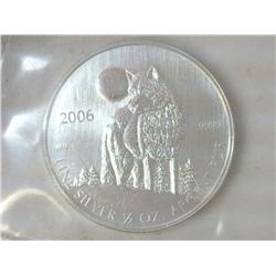 2006 CANADA ONE DOLLAR SILVER WOLF 1/2 OZ SILVER