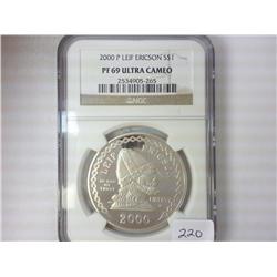2000-P LEIF ERICSON SILVER DOLLAR NGC PF69 ULTRA