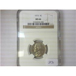 1973 JEFFERSON NICKEL NGC MS66
