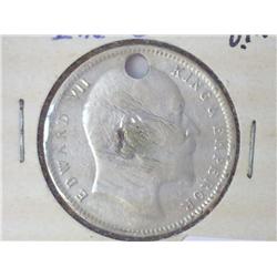 1910 INDIA ONE RUPEE (HOLED) .3438 OZ ASW