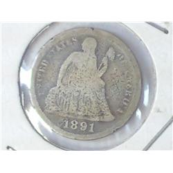 1891 SEATED LIBERTY DIME