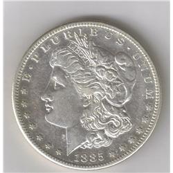 1885-S BU MORGAN SILVER DOLLAR, DOUBLE DATE &STARS MINT ERROR      smt