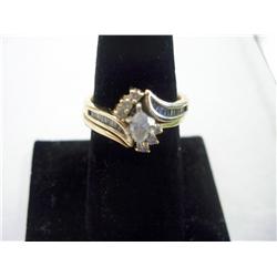 2 Piece Marquis Center W/Baguettes Diamond Ring, 14K Gold