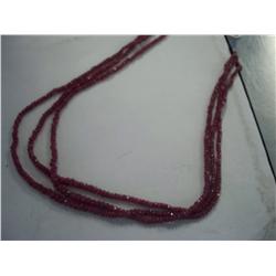 3 Strand Genuine Ruby Necklace, Over 100 Carats