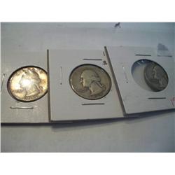 3 Silver Washikngton Quarters, 1931,51,58