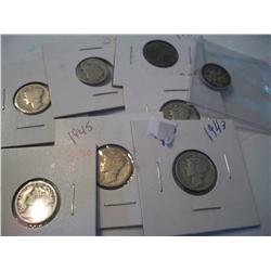 8 Silver Mercury Dimes