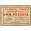Image 1 : 1 Pesseta. -  Maig 1937. -  SUB MUNICIPI DARMOS. -  Cartón. (Sucio). MUY ESCASO. AT-907; T-1045. MBC