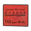 Image 1 : 50 Céntimos. -  C.M. de ROBRES (Huesca). -  Cartón. MUY RARO. MBC+. -  -