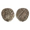 Image 1 : Óbolo. -  400 a.C. -  MASSALIA. -  Anv.: Cabeza de Apolo a izquierda. Rev.: Cuatro cuarteles, M. A.