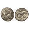 Image 1 : Estátera. -  400-350 a.C. -  ISTROS. TRACIA. -  Anv.: Dos cabezas masculinas, una derecha y otra inv