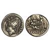 Image 1 : Denario. -  103 a.C. -  JULIA-4a. -  L. Julius L. f. Caesar. -  Anv.: Cabeza de Marte a izquierda, e