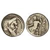 Image 1 : Denario. -  48 a.C. -  VIBIA-18. -  C. Vibius C. f. C. n. Pansa. -  Anv.: Máscara de Pan a derecha,