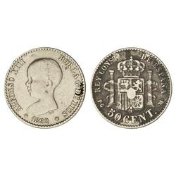50 Céntimos. -  1892 (*2-2). -  P.G.-M. -  Pátina en reverso. (Rayitas en anverso). MBC-. -  -