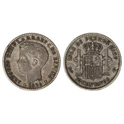 10 Centavos de Peso. -  1896. -  PUERTO RICO. -  P.G.-V. -  Pátina. MBC/MBC+. -  -