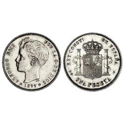 1 Peseta. -  1899 (*18-99). -  S.G.-V. -  (Leves golpecitos). EBC. -  -