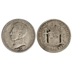 1 Peseta. -  1905 (*19-0-). -  SM.-V. -  Pátina. BC+./BC. -  -