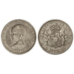 2 Pesetas. -  1889 (*__-__). -  M.P.-M. -  (Golpecitos y rayitas). MBC-. -  -
