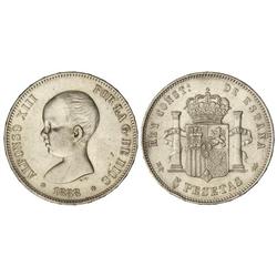 5 Pesetas. -  1888 (*18-88). -  M.P.-M. -  (Pequeñas rayitas). EBC-. -  -